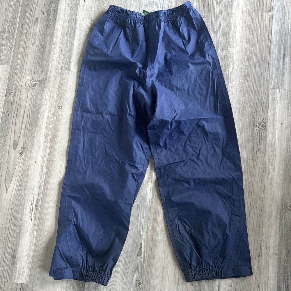 Vintage LL Bean Nylon Blue Parachute Pants Kids Adjustable Bottom Size 8